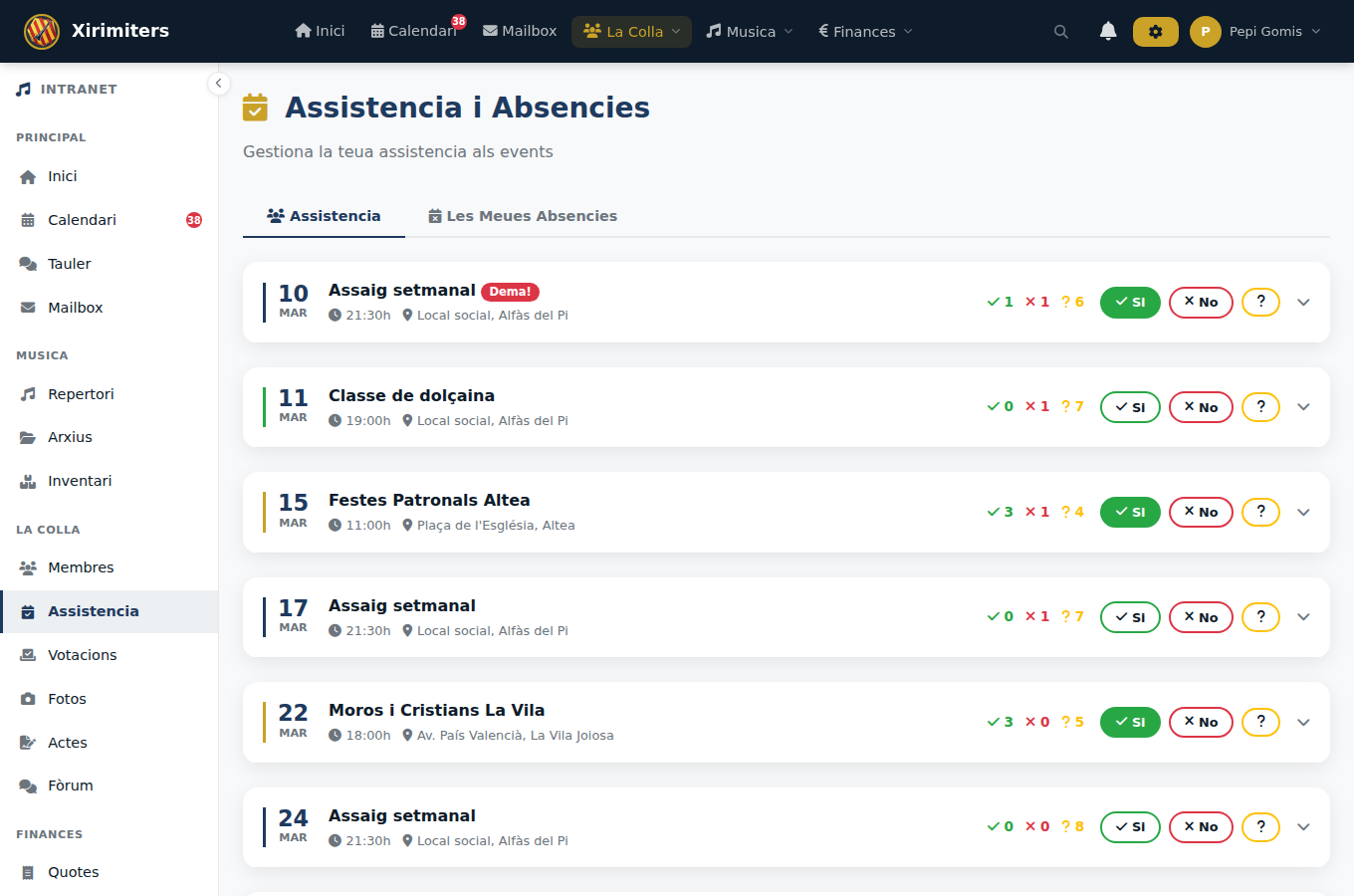 Control d'ausències