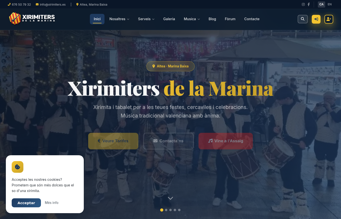 Xirimiters de la Marina — web real amb Xirimiters.com